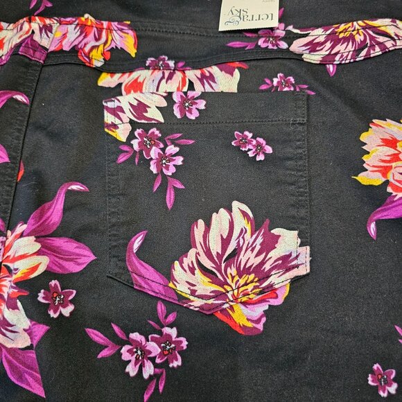 NWT Terra & Sky Women's Black Floral Skinny Mid Rise Pants Leggings size 2X - Picture 12 of 13